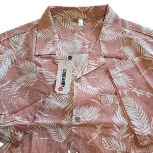 Coofandy Men's Floral Hawaiian Print Short-Sleeve Button-Up Shirt Size L NWT